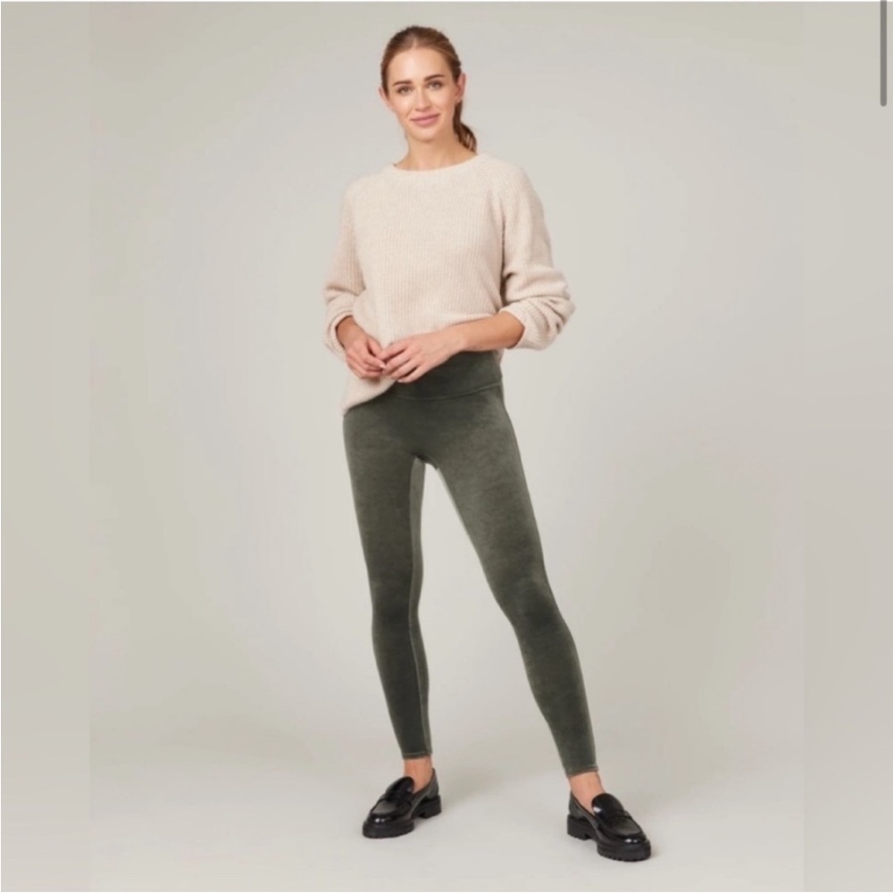 Spanx Green Velvet High-Waisted Leggings NWOT